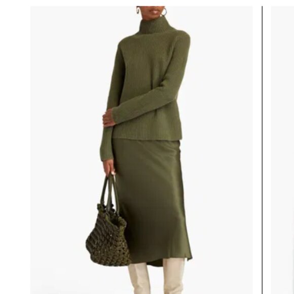 Vince Sweaters - New VINCE Cashmere Shaker Rib Turtleneck Sweater in Sage Green